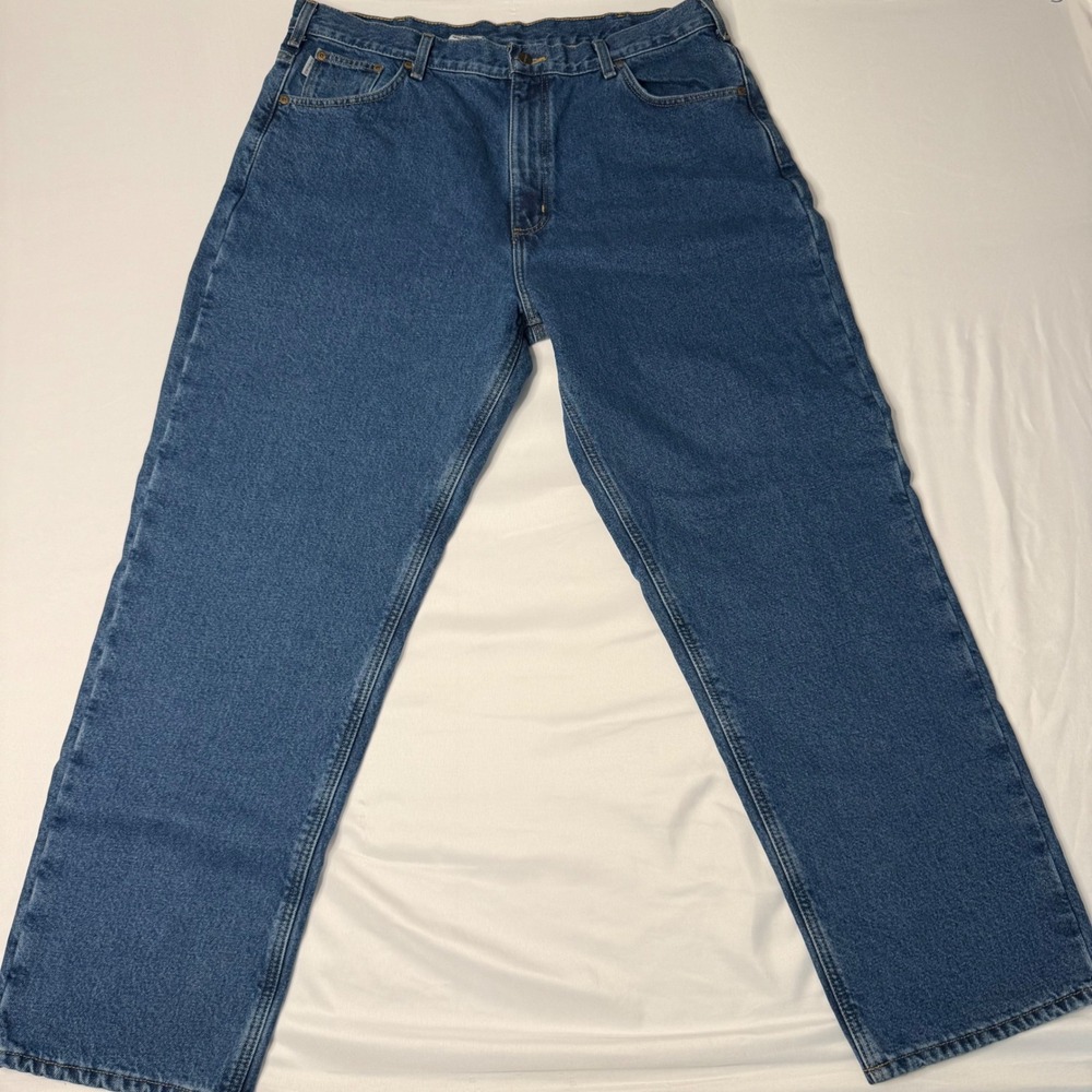 Carhartt B172 DST Men's 40x32 Flannel Lined Jeans Darkstone Relaxed Fit Workwear